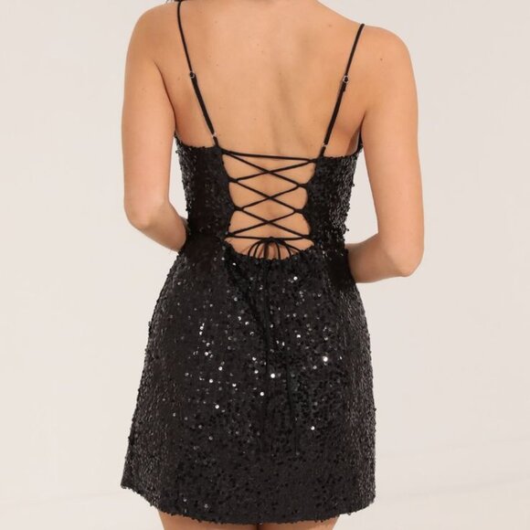 Alison Sequin Corset Dress in Black - Picture 2 of 4